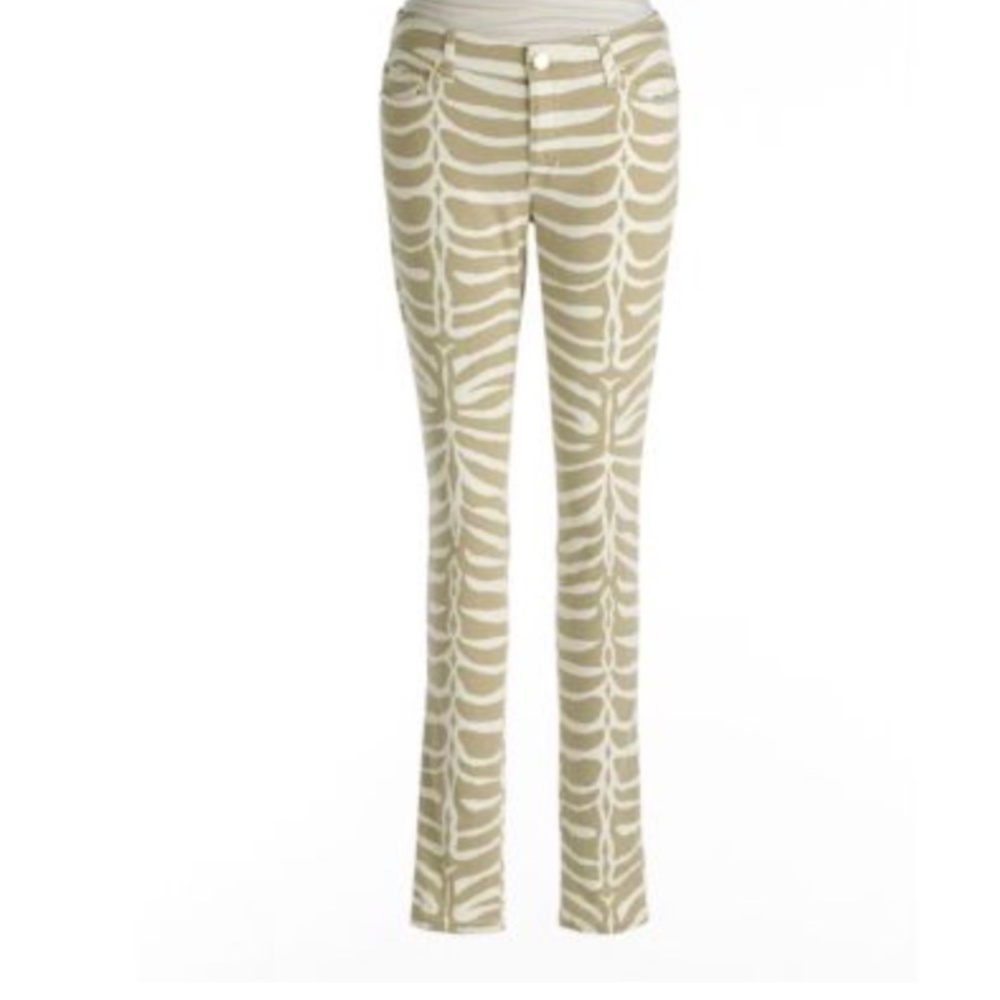 Micheal Kors Zebra Print Jean Leggings skinny Khaki 4